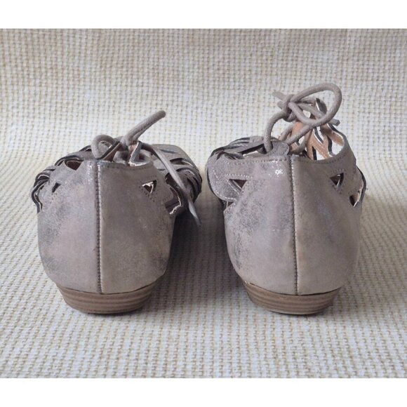 MIA Sandals Cutout Peep Toe Lace Up Gold/ Taupe Comfort Ladies Size 8.5M - Picture 6 of 9